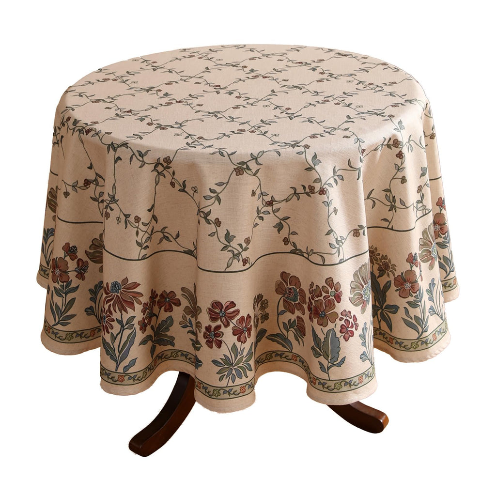 patdrea Vintage French Linen Tablecloth,Round,Diameter 67"-Wensel