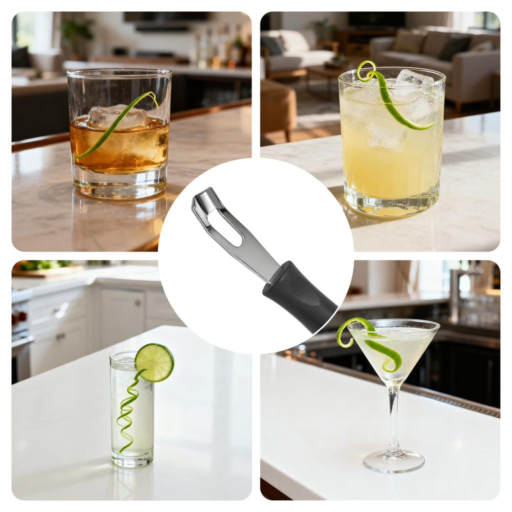 Channel Knife Lemon Peeler Zester-Garnish for Cocktail Mixers- Triangular, V-Shaped Stainless Steel Professional Grade Bar Tool-Fruit Peeler Zester (Peeler A)