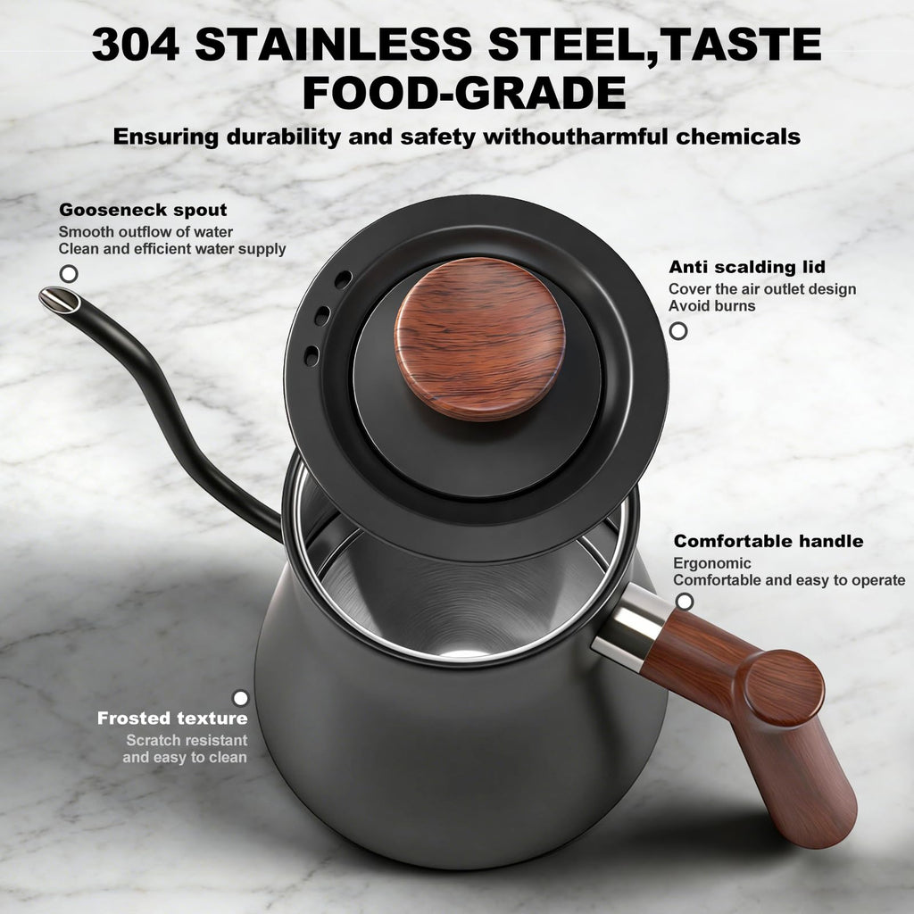 Smart Digital Electric Kettle with Variable Temperature Control, Stainless Steel Inner, 1200W Quick Heating Gooseneck Electric Kettles, Stylish Matte Finish for Coffee & Hot Beverages, 0.9L (Black)