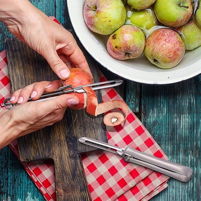 Aniso Kitchen vegetable peeler Stainless steel rotary peeler for vegetable and carrot fruit，with ergonomic safety and control handle-Dishwasher Safety