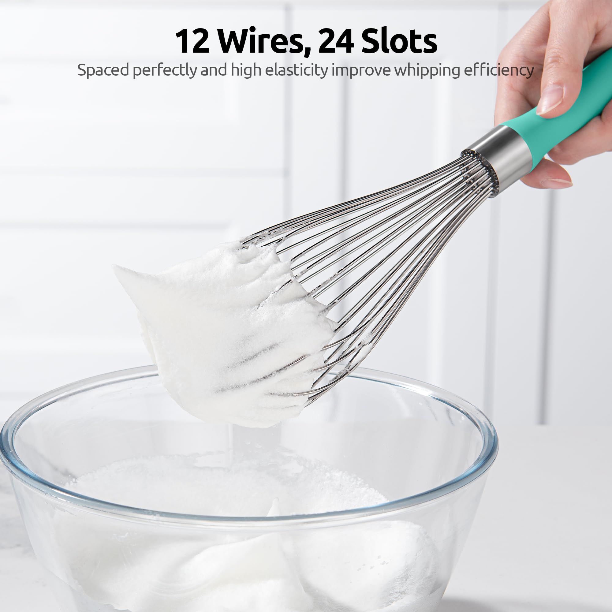 U-Taste Wire Whisk for Cooking, 18/10 Stainless Steel Wisk, L/Aqua Sky