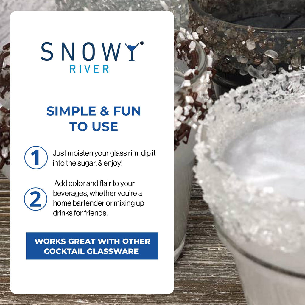 Snowy River Natural Cocktail Sugar Rimmer - Kosher Certified Naturally Colored Beverage Rimming Sugar for Cocktails, Margaritas, Drinks (Clear, 4 Ounce)