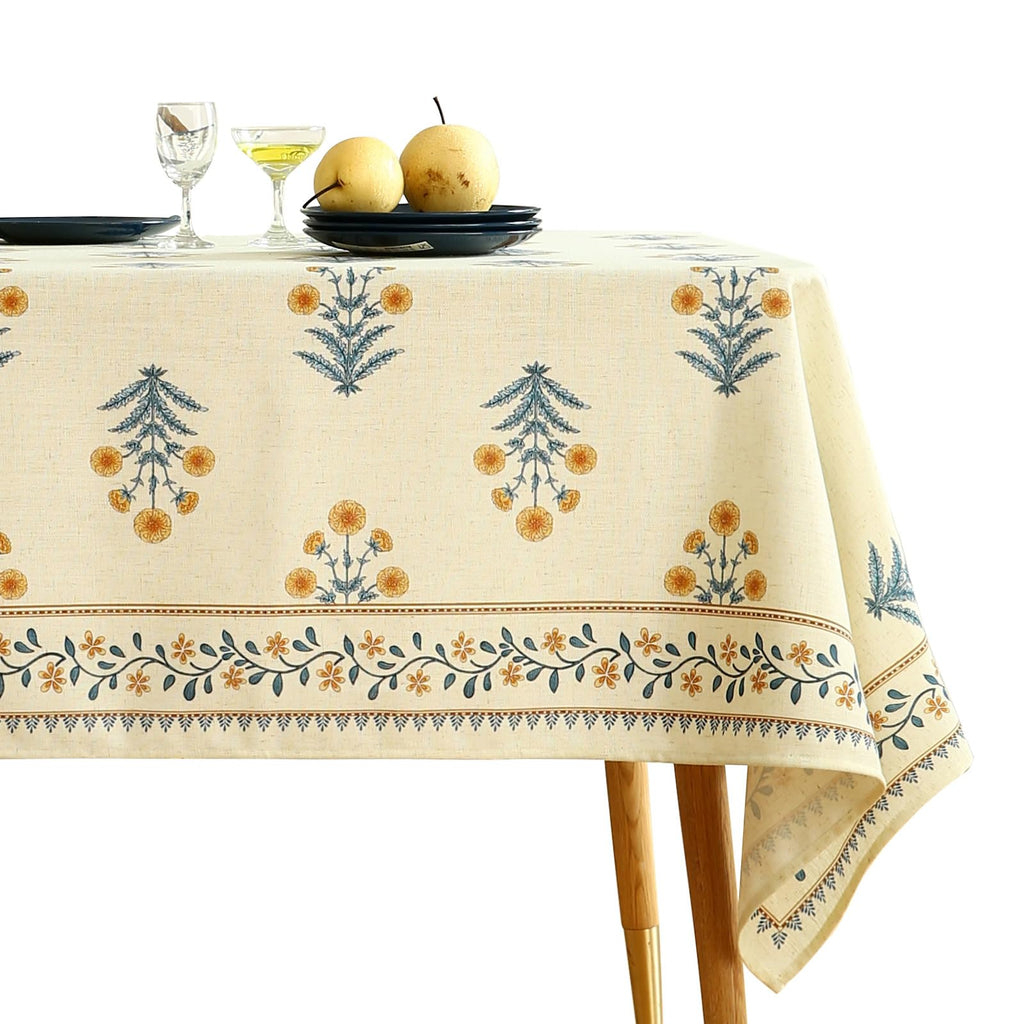 ISAENNE Designer Vintage Linen Rectangular Tablecloth,79"x55"-Carol G