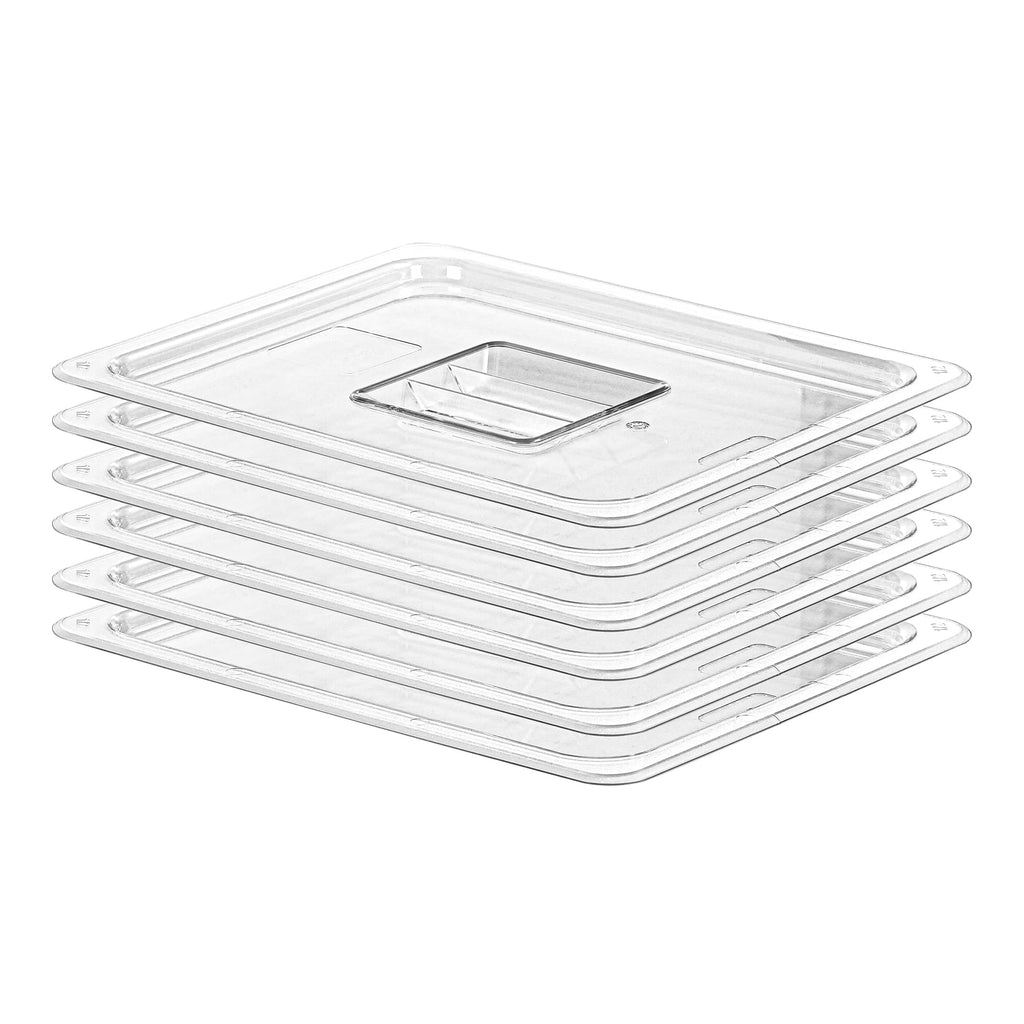 EGGKITPO 1/3 Size Food Containers 6 Pack 6 Inch Deep Pan Clear BPA free Polycarbonate Stackable Commercial Hotel Pan for Food Serving Freezer Safe
