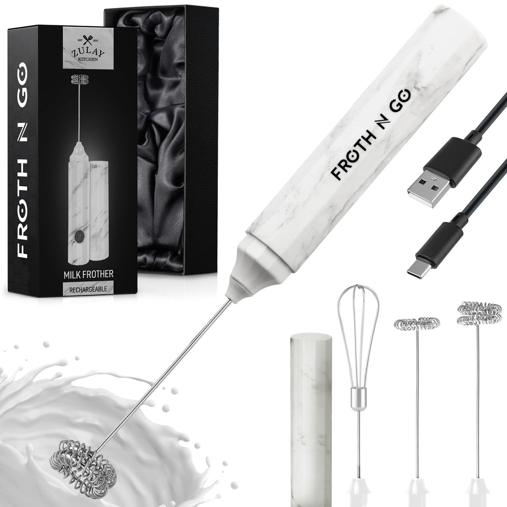 Zulay Powerful Milk Frother for Coffee with Upgraded Titanium Motor - Handheld Electric Whisk, Milk Foamer, Mini Mixer & Coffee Blender for Frappe, Latte, Matcha, No Stand - Pristine Teal