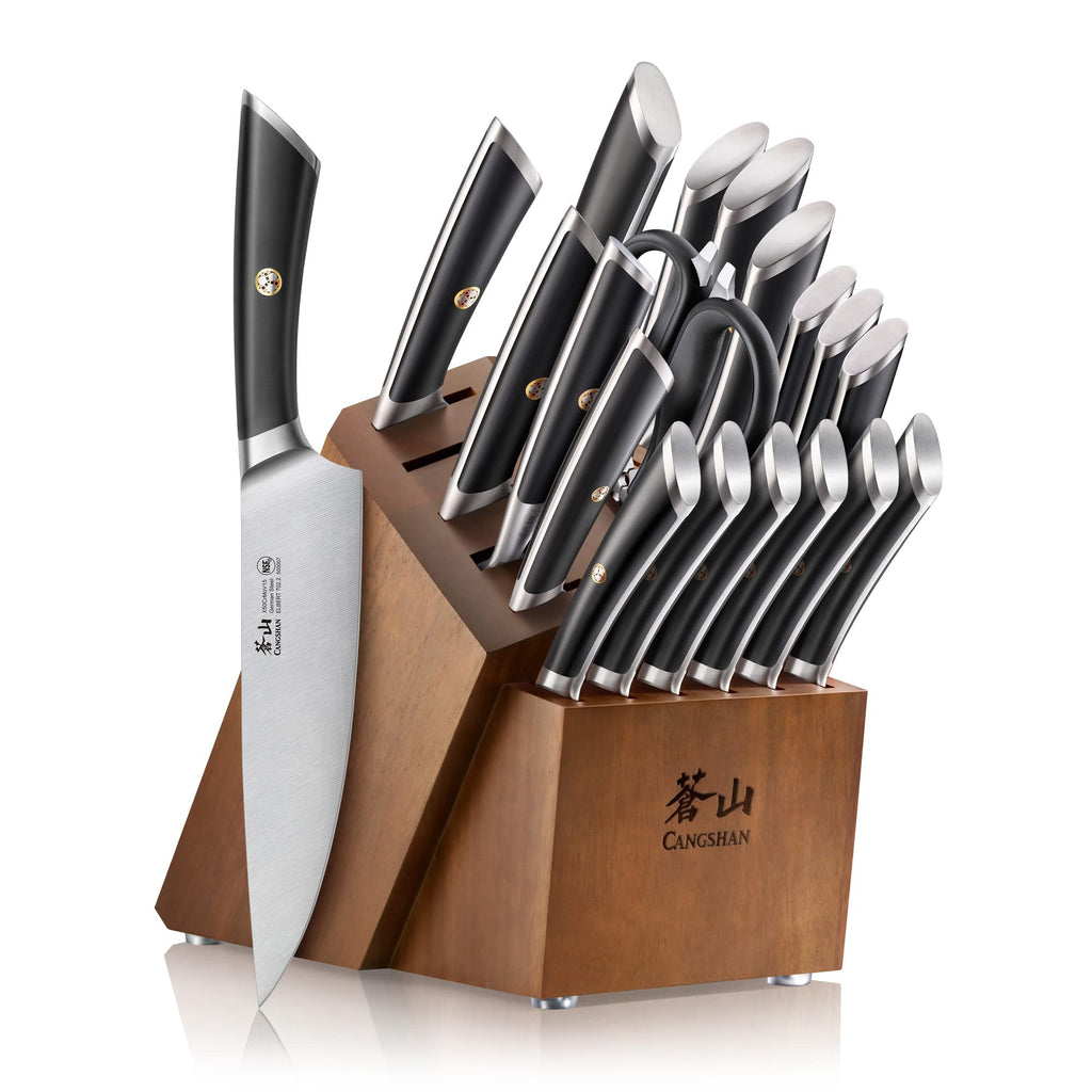 Cangshan ELBERT Series German Steel Forged Knife Block Sets (17-Piece, Black)