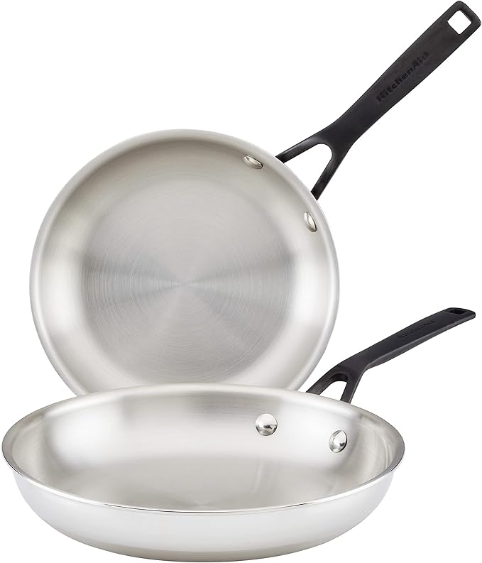 KitchenAid 5-Ply Clad Polished Stainless Steel Nonstick Fry Pan/Skillet, 8.25 Inch