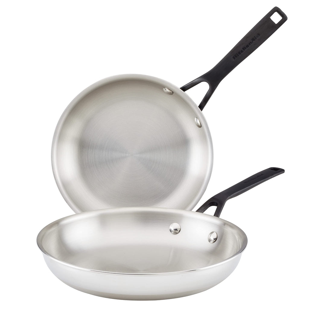 KitchenAid 5-Ply Clad Stainless Steel Induction Frying Pan Set, 2-Piece, Polished Stainless Steel