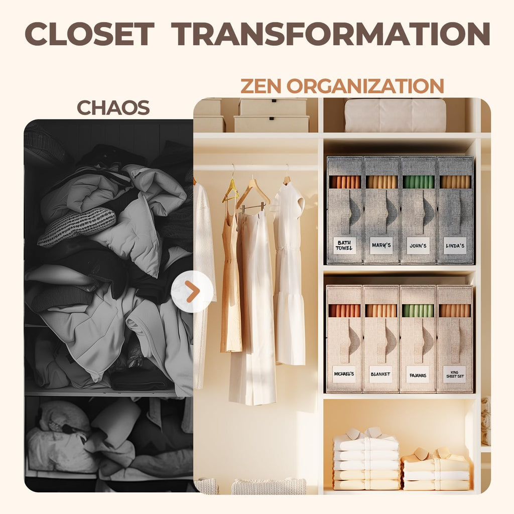 ZenStorage Sheet Organizers and Storage for Linen Closet, 6Pack Grey