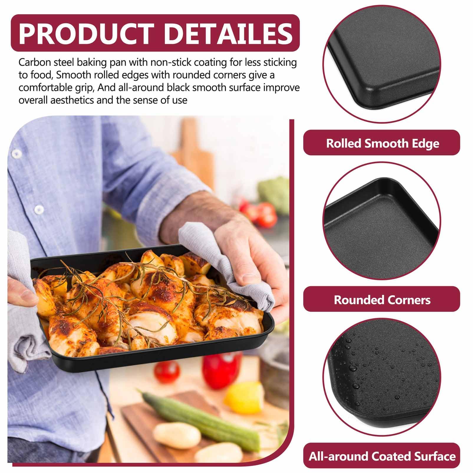 P&P CHEF Baking Cookie Sheet Pan, Carbon Steel Oven Tray, 10.5 Inch & 1PC