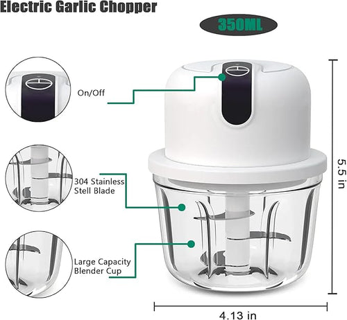 1.5 CUP Garlic Chopper,Electric Mini Food Processor,Portable Veggie Chopper