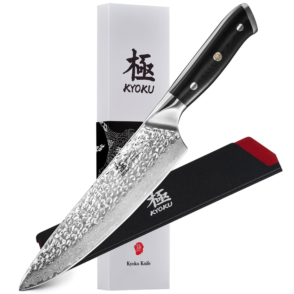 KYOKU Vegetable Cleaver Knife - 7" - Shogun Series - Japanese Style VG10 Steel Core Forged Damascus Blade - with Sheath & Case