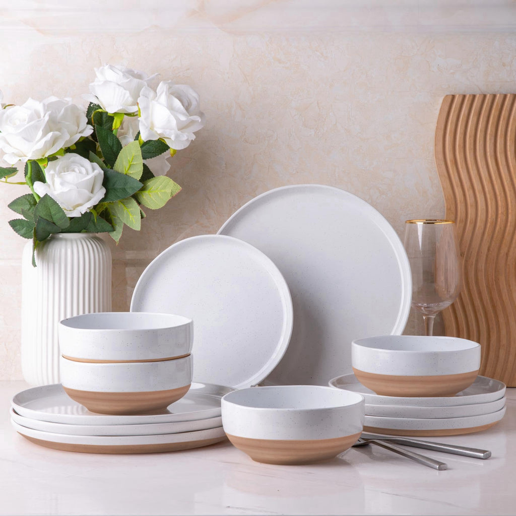 AmorArc Dinnerware Sets for 8, 24 Pieces Ceramic Plates and Bowls Set