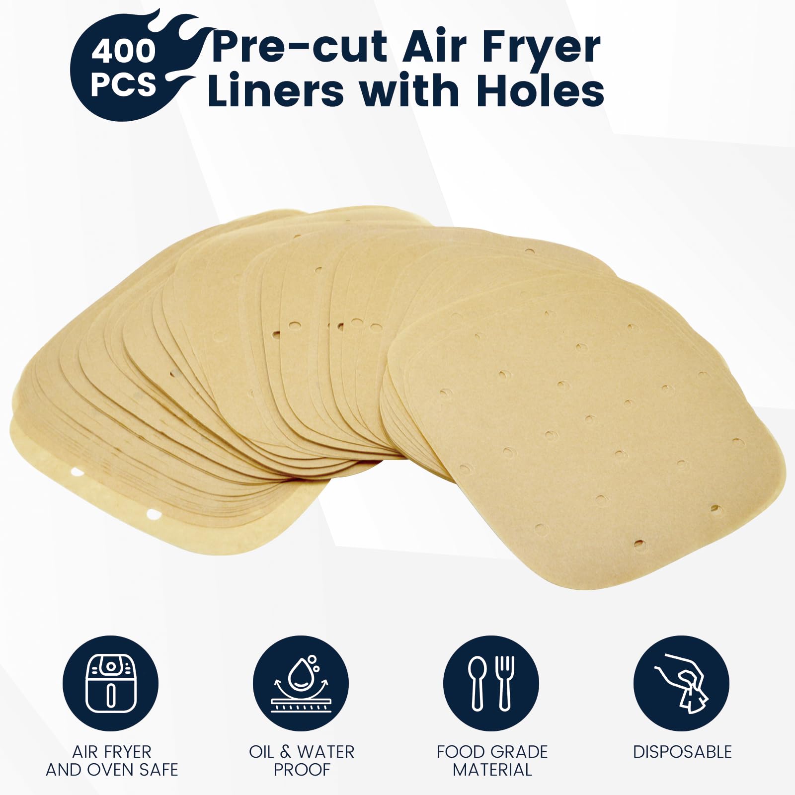 Yenmoz 400PCS 6.3 Inch Square Air Fryer Parchment Paper Disposable Liners