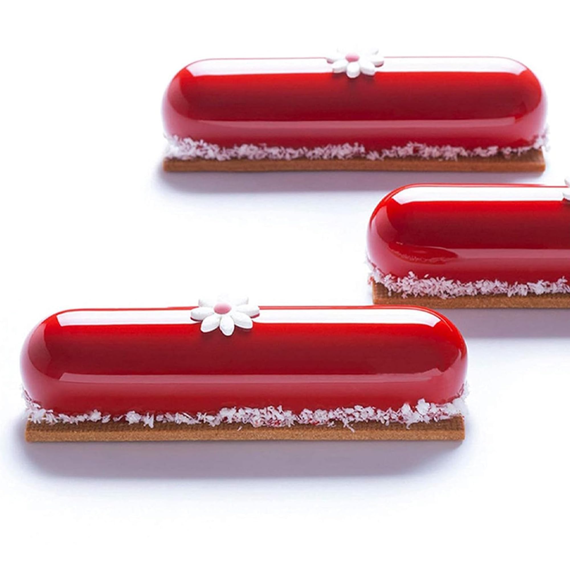 OCPO KITCHEN Eclair Silicone Mold for Baking Mousse Cake Dessert Pastry Chocolate, Ice Cream Mould, Cake Decoration Mold, Fashion Eclair Shape (6-Cavity)