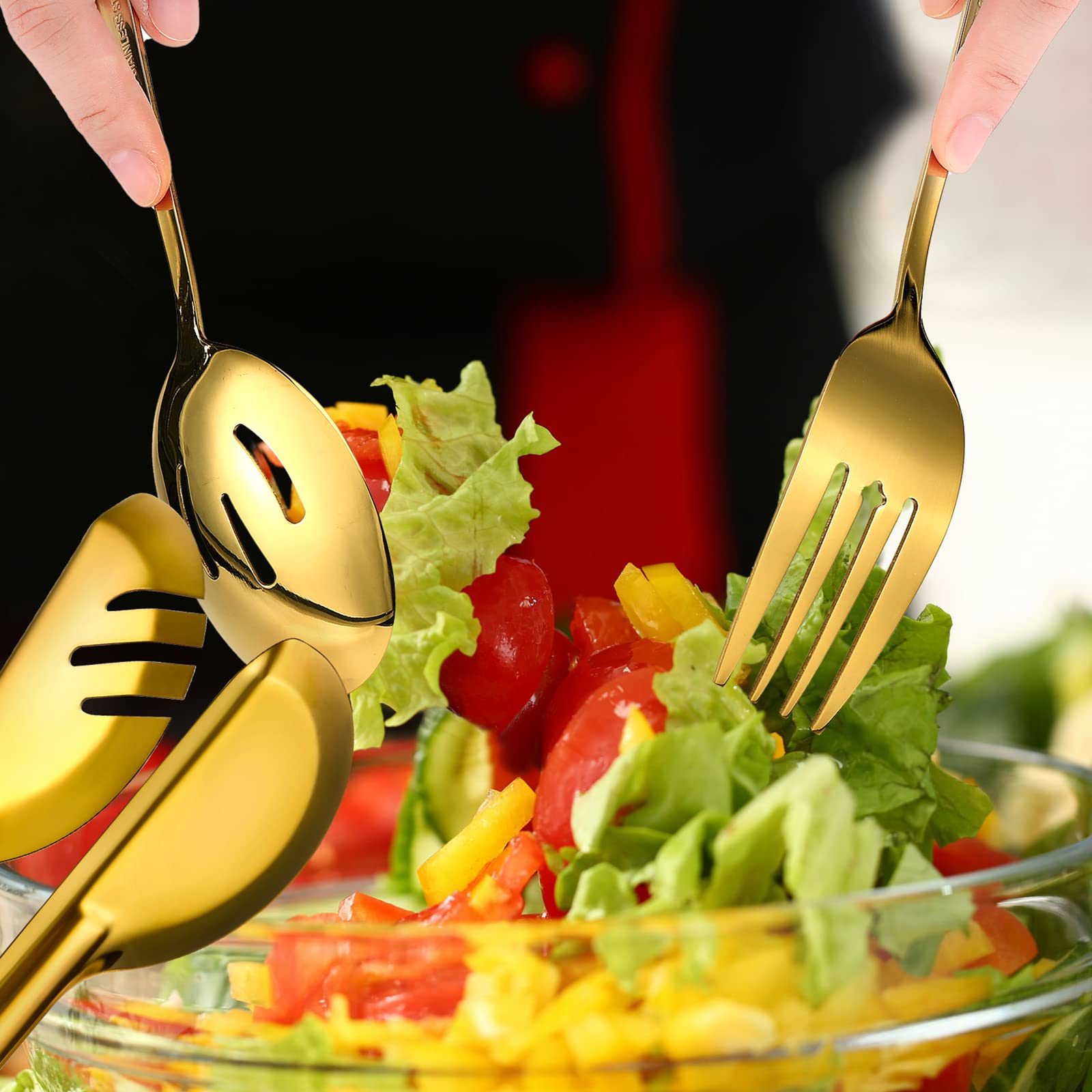 Patelai 15 Pieces Gold Serving Utensil Set, Stainless Steel Buffet
