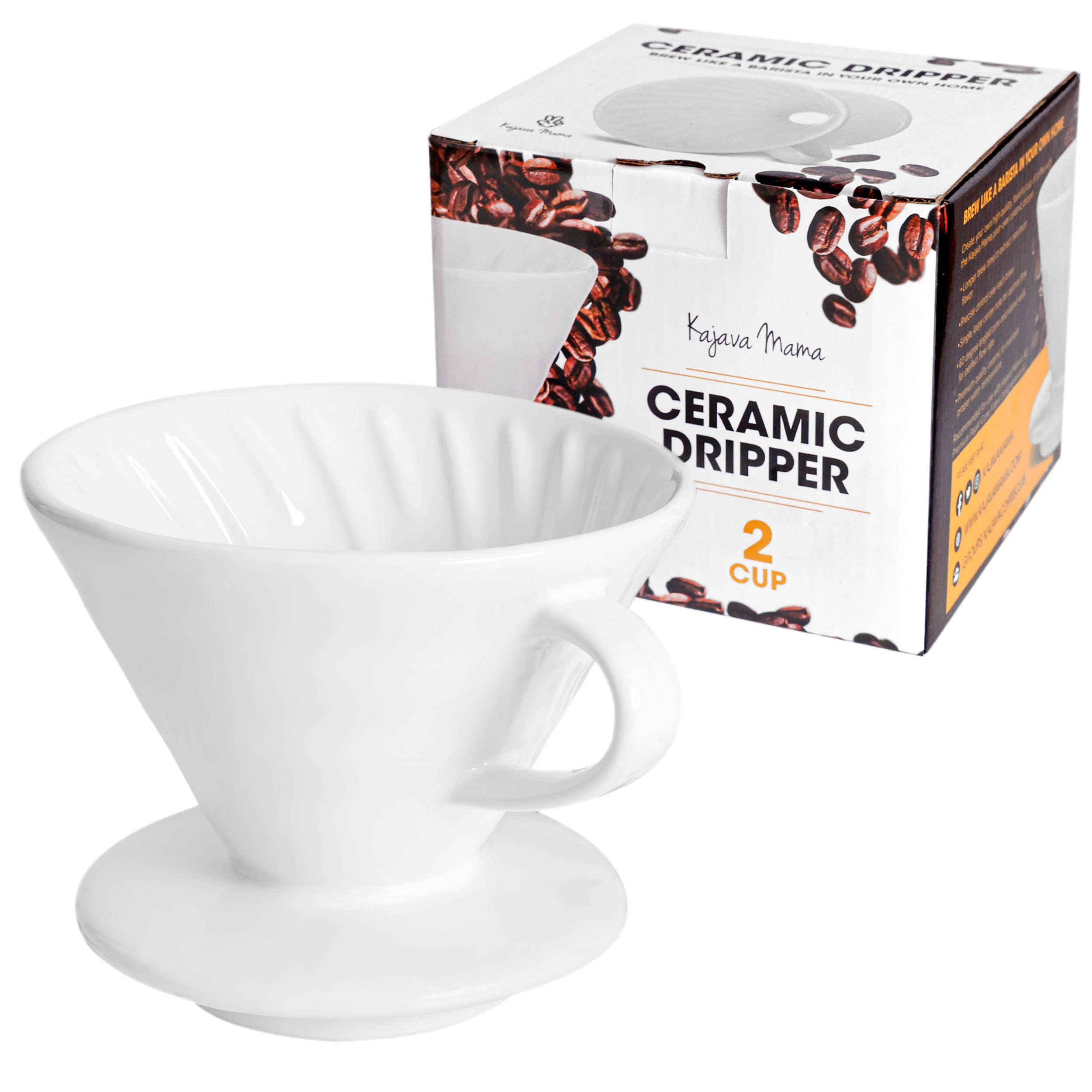 Kajava Mama Ceramic Pour Over Coffee Dripper V02 Manual Brewer White, 2 Cup