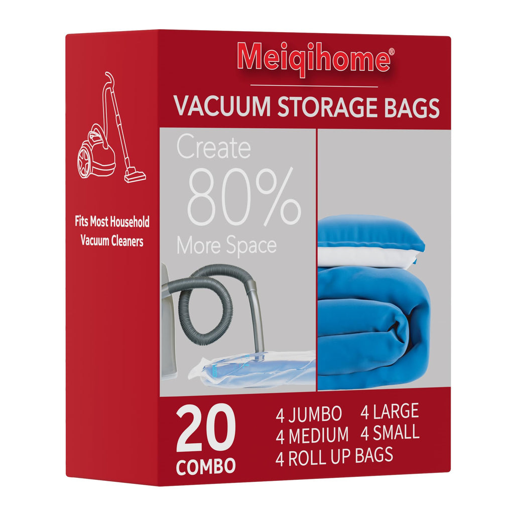 Vacuum Storage Bags, Small Space Saver Sealer Bags, Airtight Compression Bags for Clothes, Pillows, Comforters, Blankets, Beddings, Pack of 10