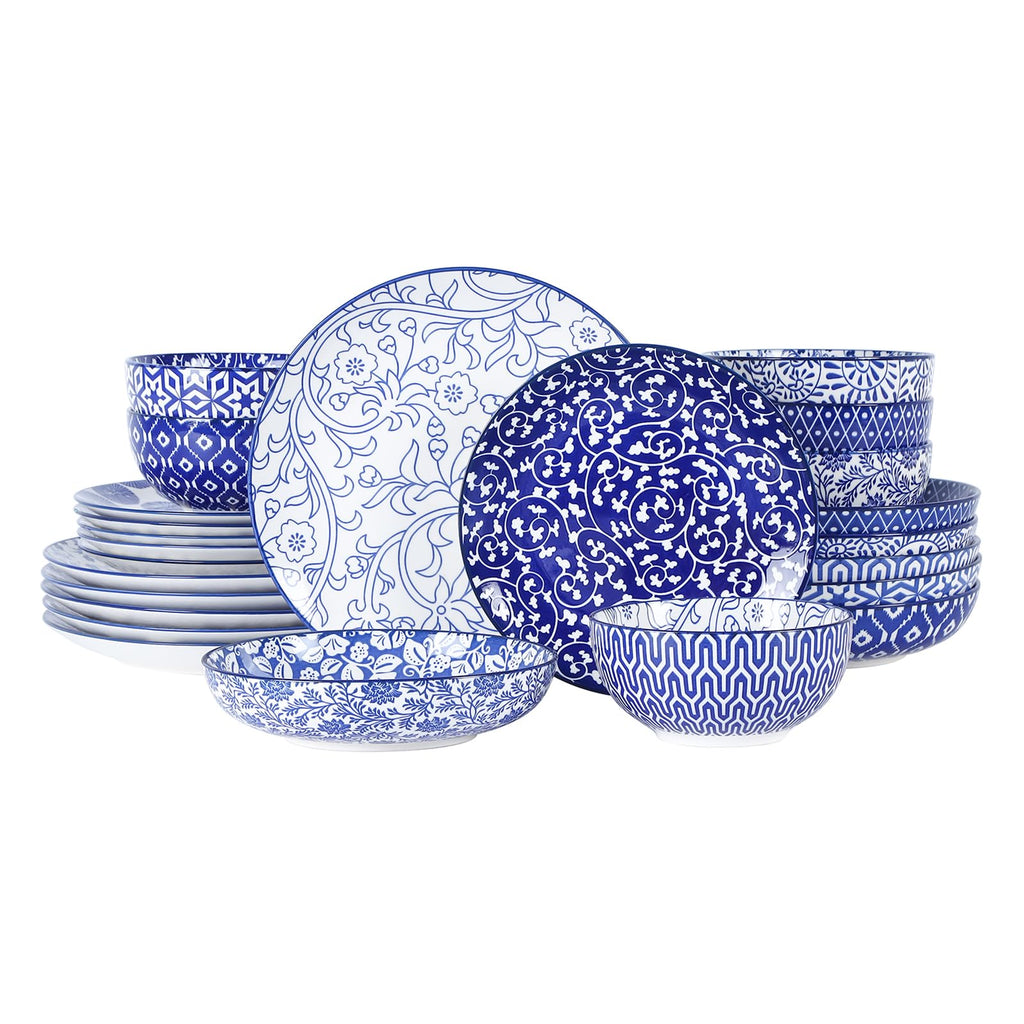 Selamica Ceramic Dinnerware Sets for 4, 16 Pieces Plates and Bowls Sets, Dishes set for 4-Chip and Scratch Resistant, Dishwasher&Microwave Safe, Assorted Colors