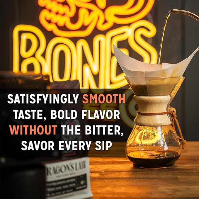 Bones Coffee Company Berry Chocolate Stardust, Berries and White Chocolate Flavored Coffee, Medium Roast Low Acid Arabica Beans For Auto drip and French Press Coffee Maker, 12 Oz Ground