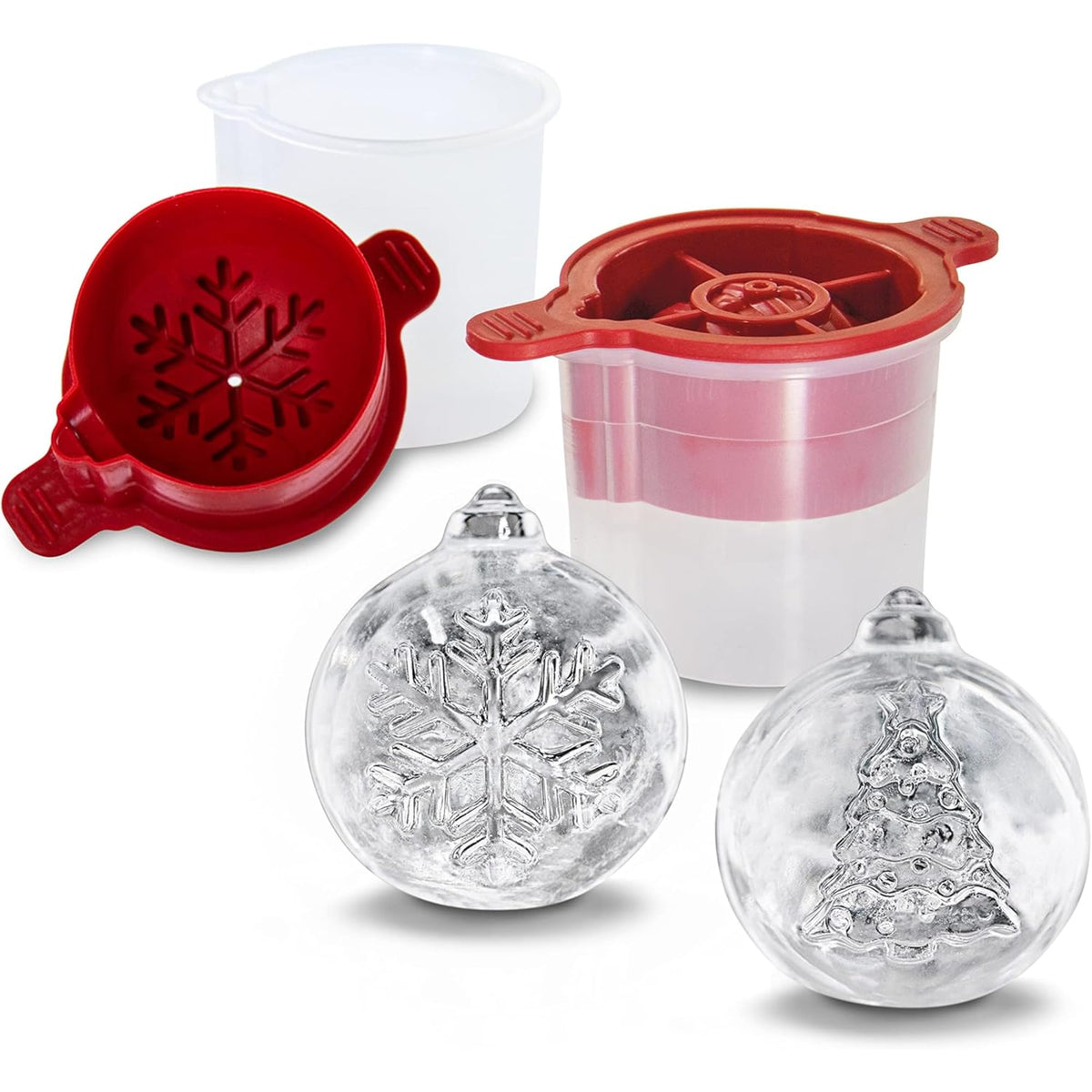 Tovolo Dots and Stripes Ornament Ice Cube Molds Set of 2 for Festive Holiday Drinks Christmas Gifts for Dad, BPA Free Dishwasher Safe Silicone Ice Molds for Cocktails