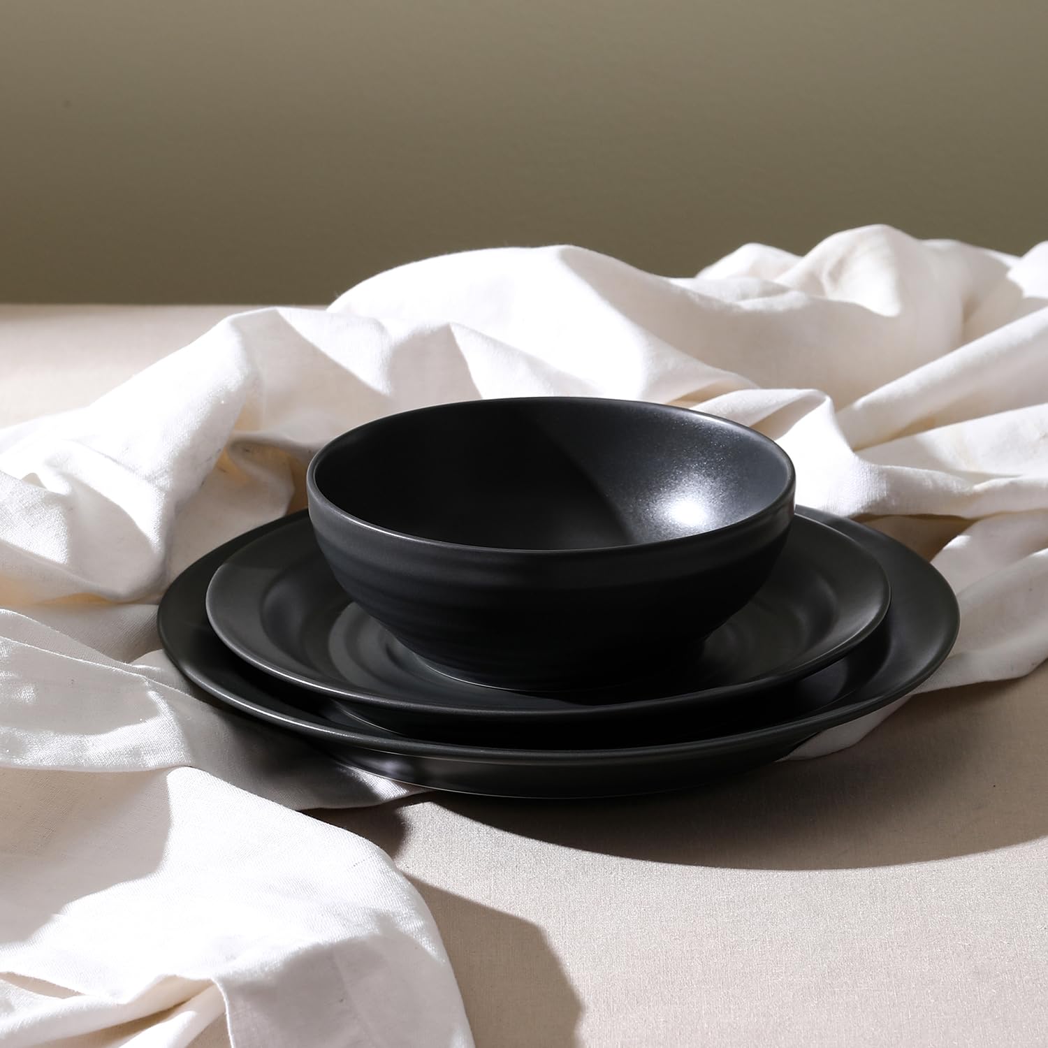 Stone Lain Orbit 4-Piece Dinner Plate Set Stoneware, Charcoal