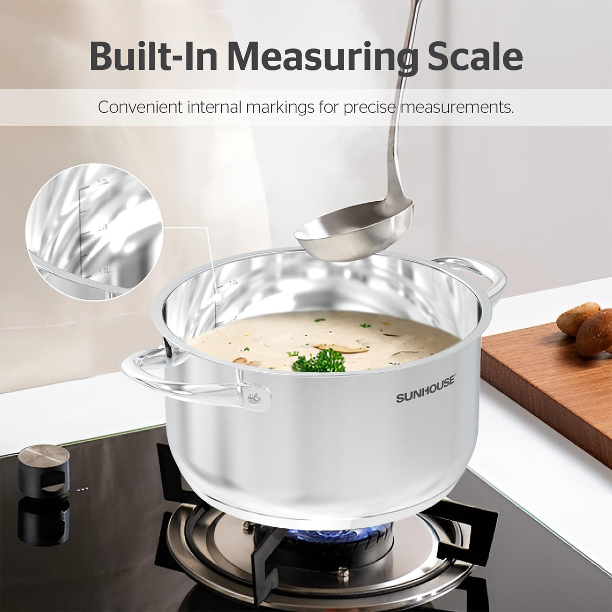 SUNHOUSE 8 Quart Stock Pot with Lid, Stainless Steel Large Pot for Cooking
