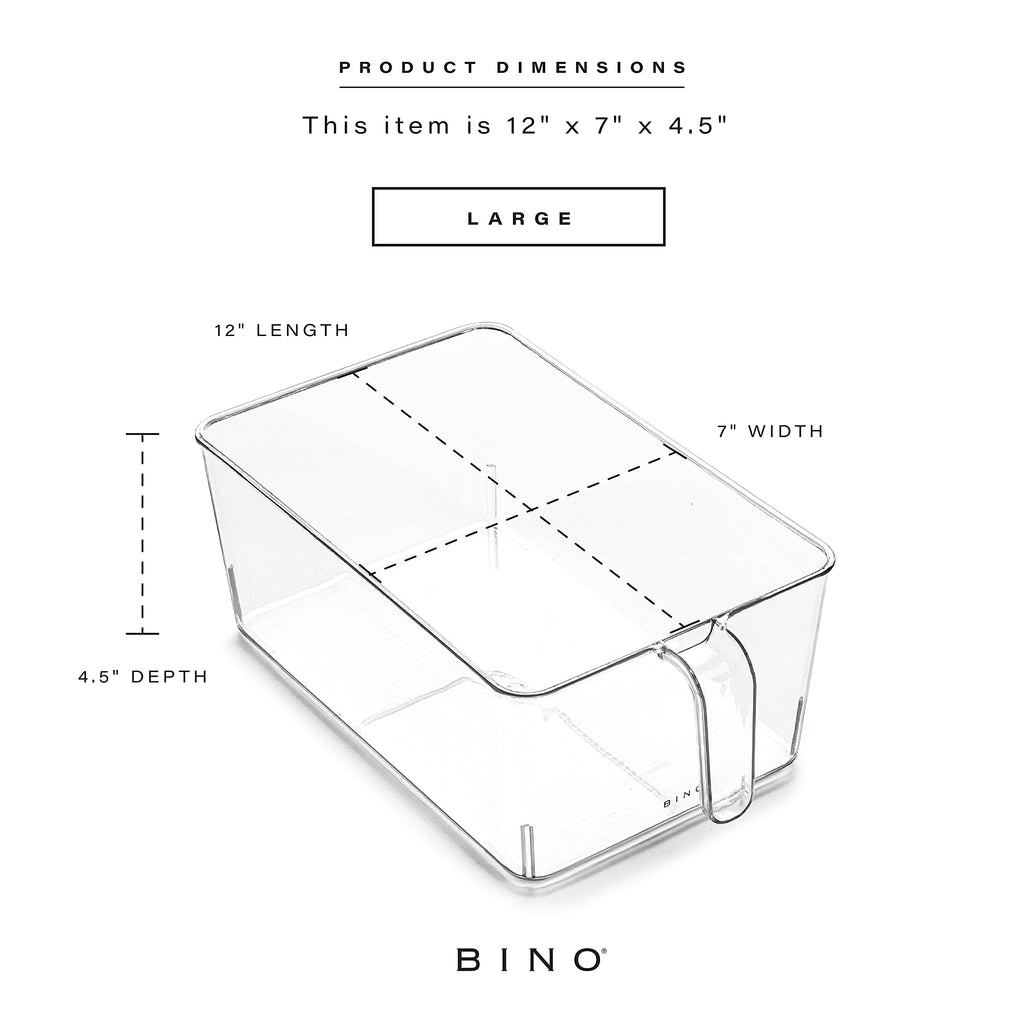 BINO | Clear Storage Organizer | THE HOLDER COLLECTION | Clear Containers for Organizing with Built-in Handles | Pantry Organization and Storage | Fridge Organizer | Smart Storage Bin Cabinet | Large