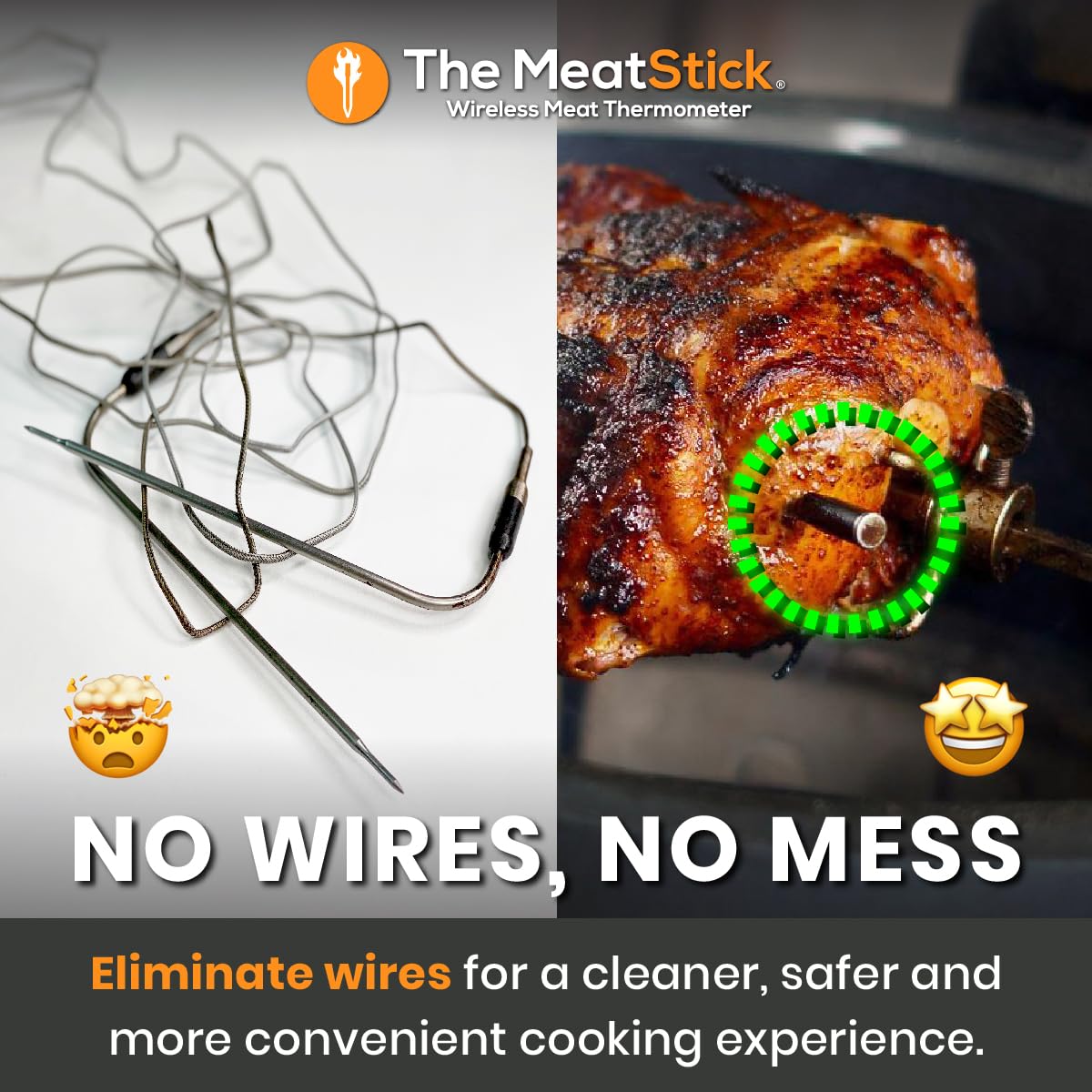 MeatStick X Bluetooth Wireless Meat Probe, 500ft+ Range Grill Thermometer