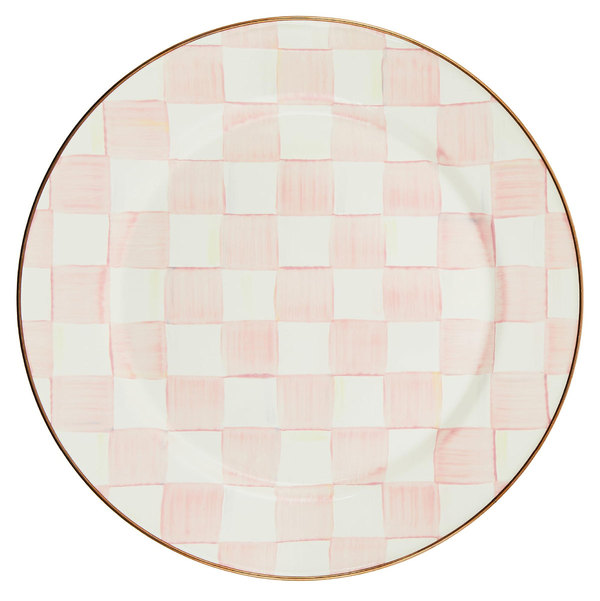 MACKENZIE-CHILDS Enamel Charger Plate, Brown-and-White Mocha Check