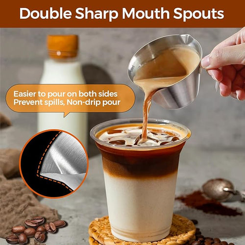 2 Pc Stainless Steel Espresso Shot Cups, 3.4oz/100ml, Silver+Black