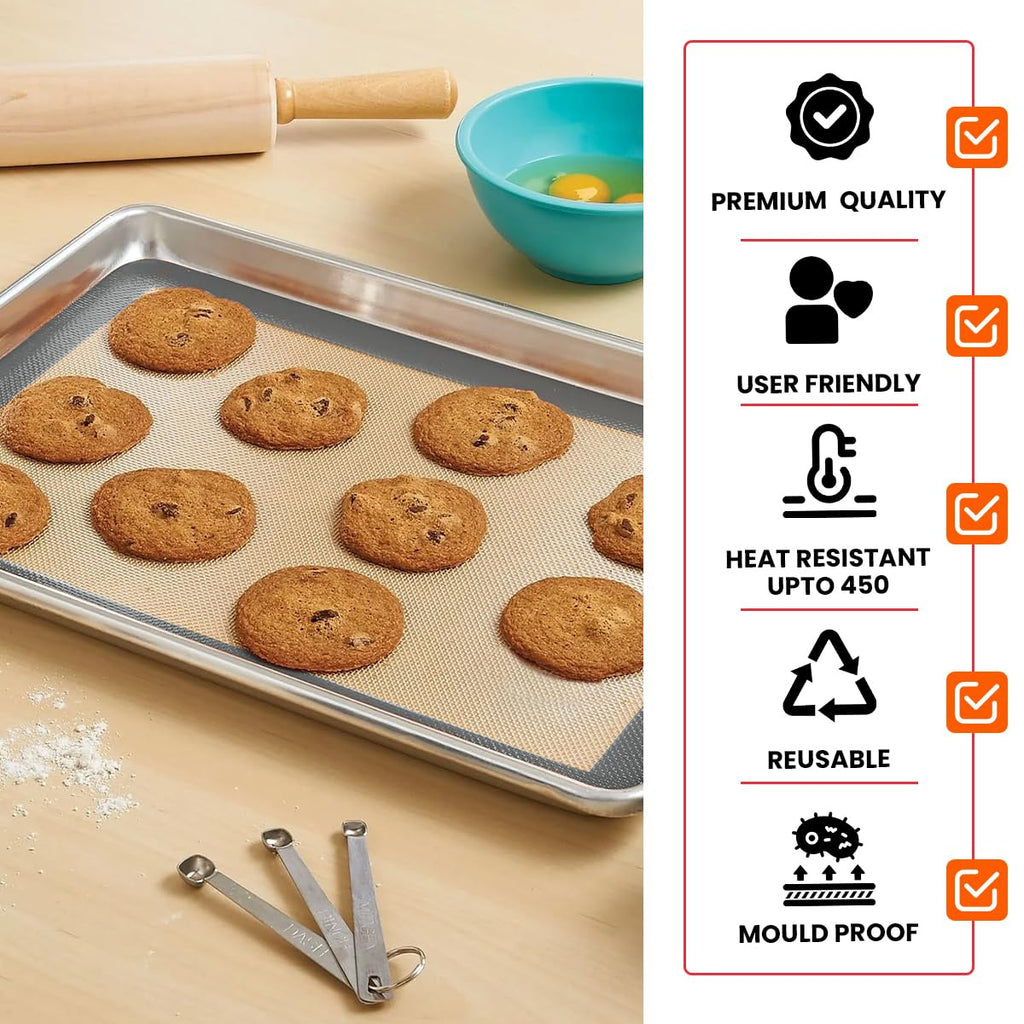 Silicone Baking Mat 2 Pack, Half Sheet 16.5 x 11.6, Non-Stick Liner for Oven