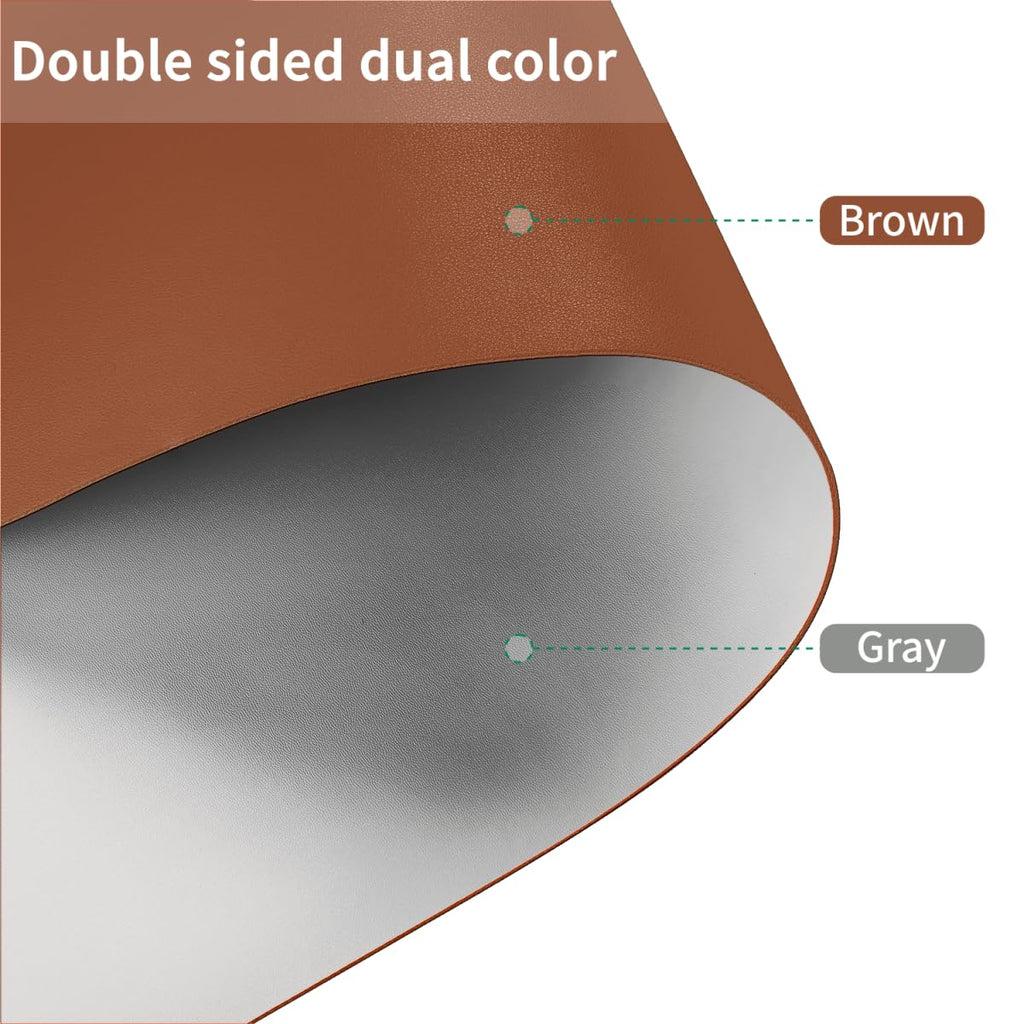 Zinkooat Leather Dresser Cover,1.8mm Thick,14x84 Inch,Dresser Protector Top,Dresser Top Protector,Dresser Cover Top,Dresser Top Cover,Dresser Cover Top for Bedroom.(Brown+Gray,14x84)