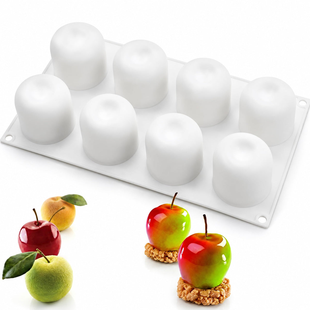 OCPO Kitchen Orange Silicone Mold for Baking Mousse Cake, 8 Cavities