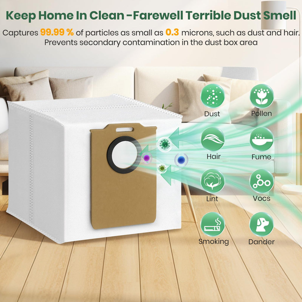 Bluevisk 14 Pack MS1 MAX Dust Bags Compatible with MONSGA MS1 MAX Robot Vacuum Bags 3L Large Capacity Heavy Duty Bags for Home Vacuum
