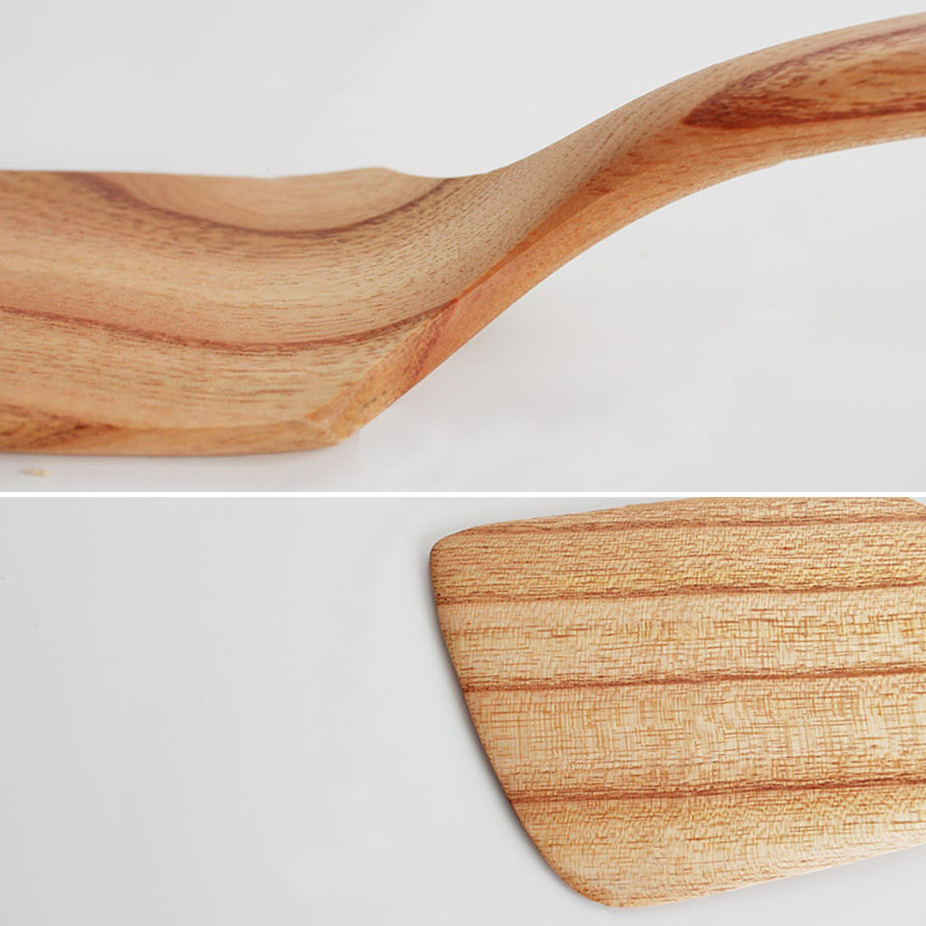 Zenxylo Wooden Spoons for Cooking, Wooden Cooking Spatula Turner and Spoon Set, 2-Piece, Sturdy, Lightweight and Heat Resistant