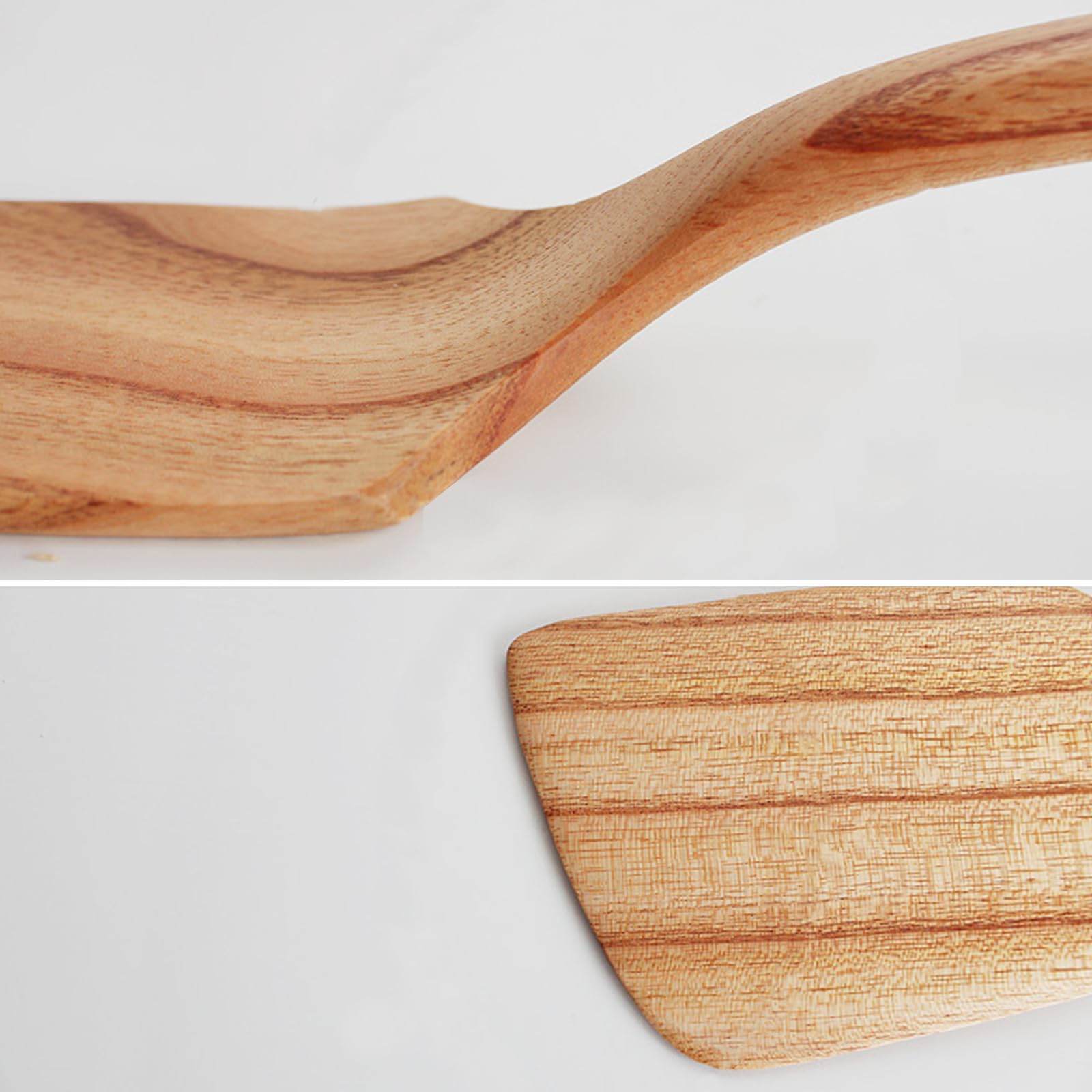Zenxylo Wooden Spoons for Cooking, Wooden Cooking Spatula Turner and Spoon Set, 2-Piece, Sturdy, Lightweight and Heat Resistant