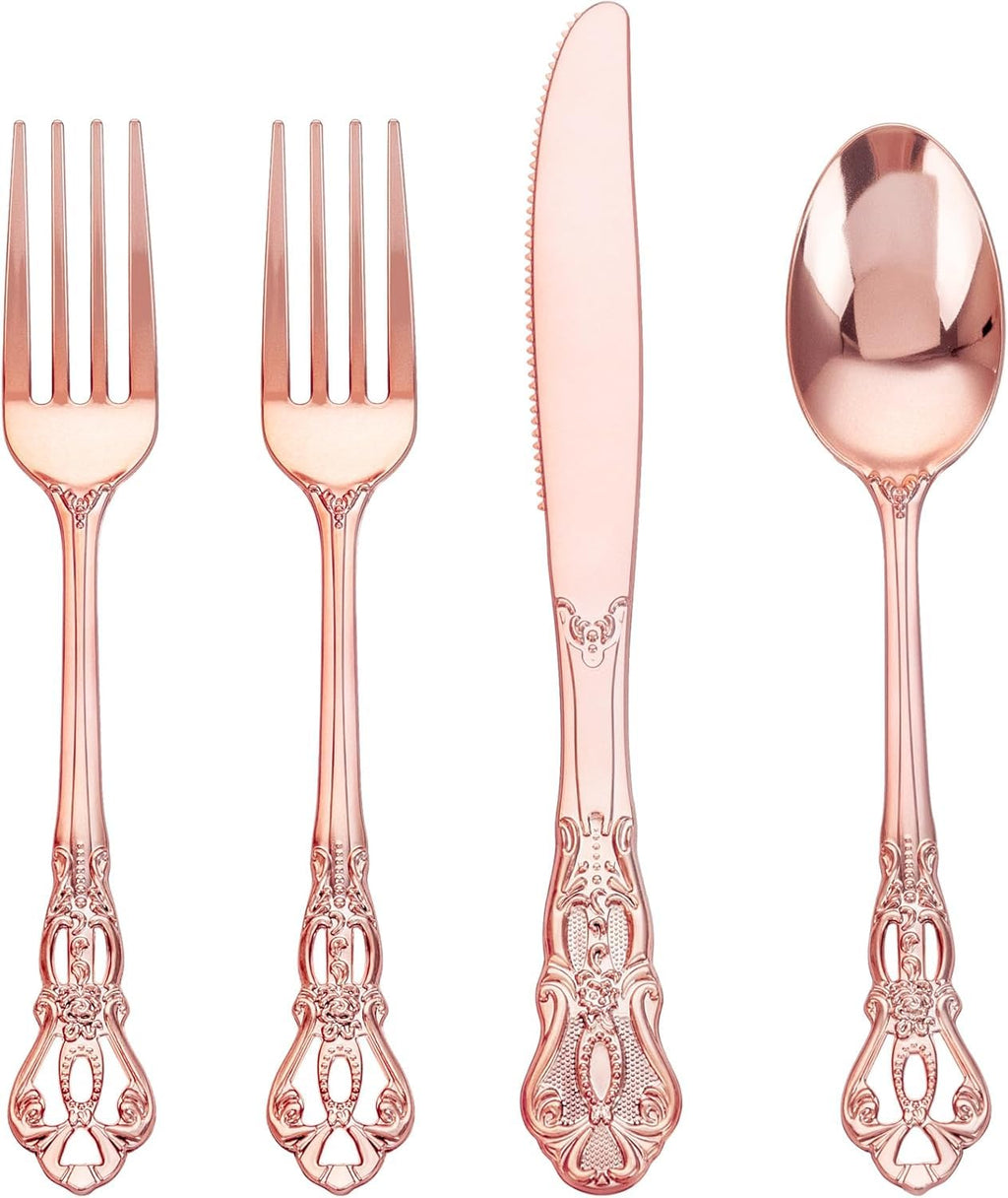 Joyido 200PCS Silver Plastic Silverware Sets Elegant for Party Wedding