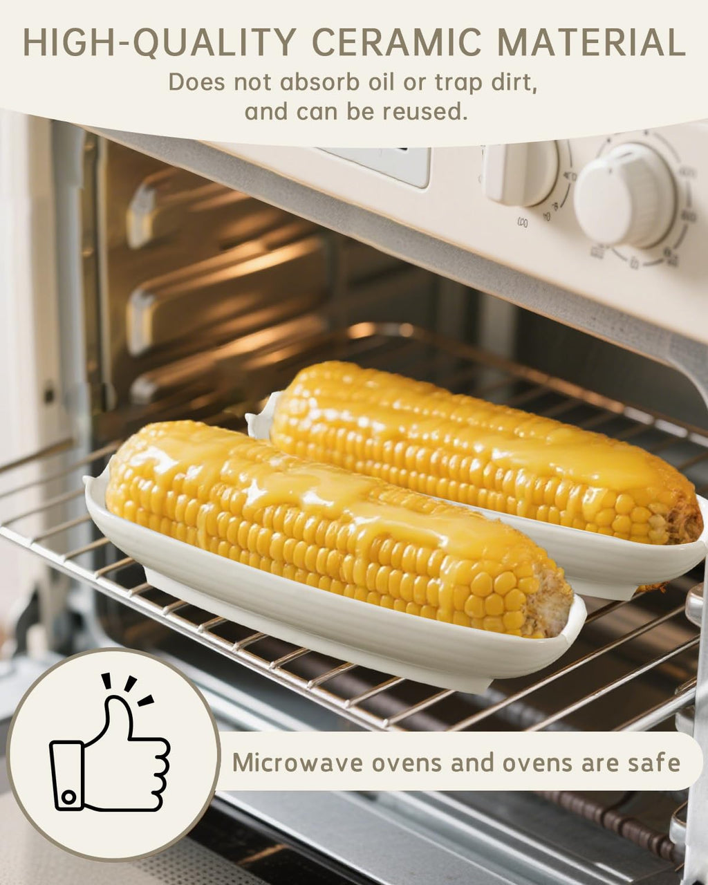 LE LMBSWD Ceramic Corn Cob Holders, 9" Corn on the Cob Dishes Set of 4