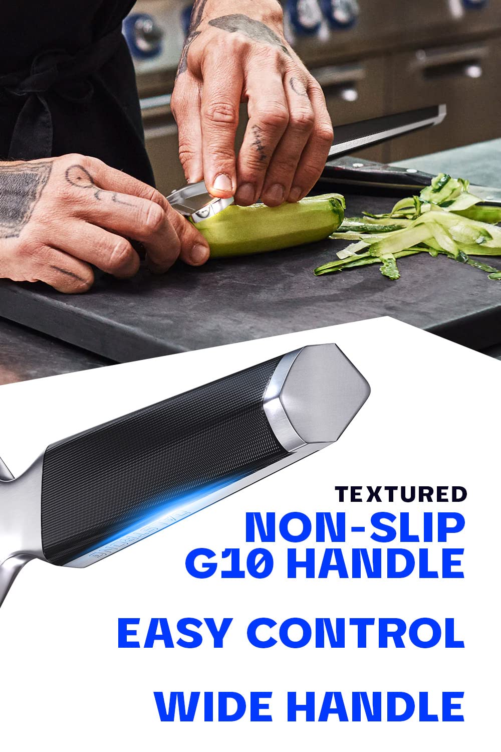 Dalstrong Y-Peeler Set — 3 Swappable Blades: Fine, Serrated & Julienne — HC Stainless Steel — For Vegetables, Citrus, Julienne Strips & Delicate Skins — G10 Handle, Razor VX, customer support