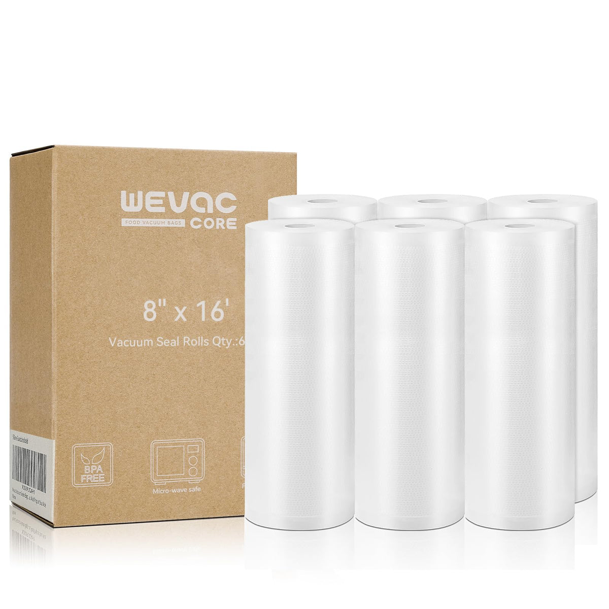 Wevac Vacuum Sealer Bags for Food 11x16 6 Rolls, Fit Food Saver Machines