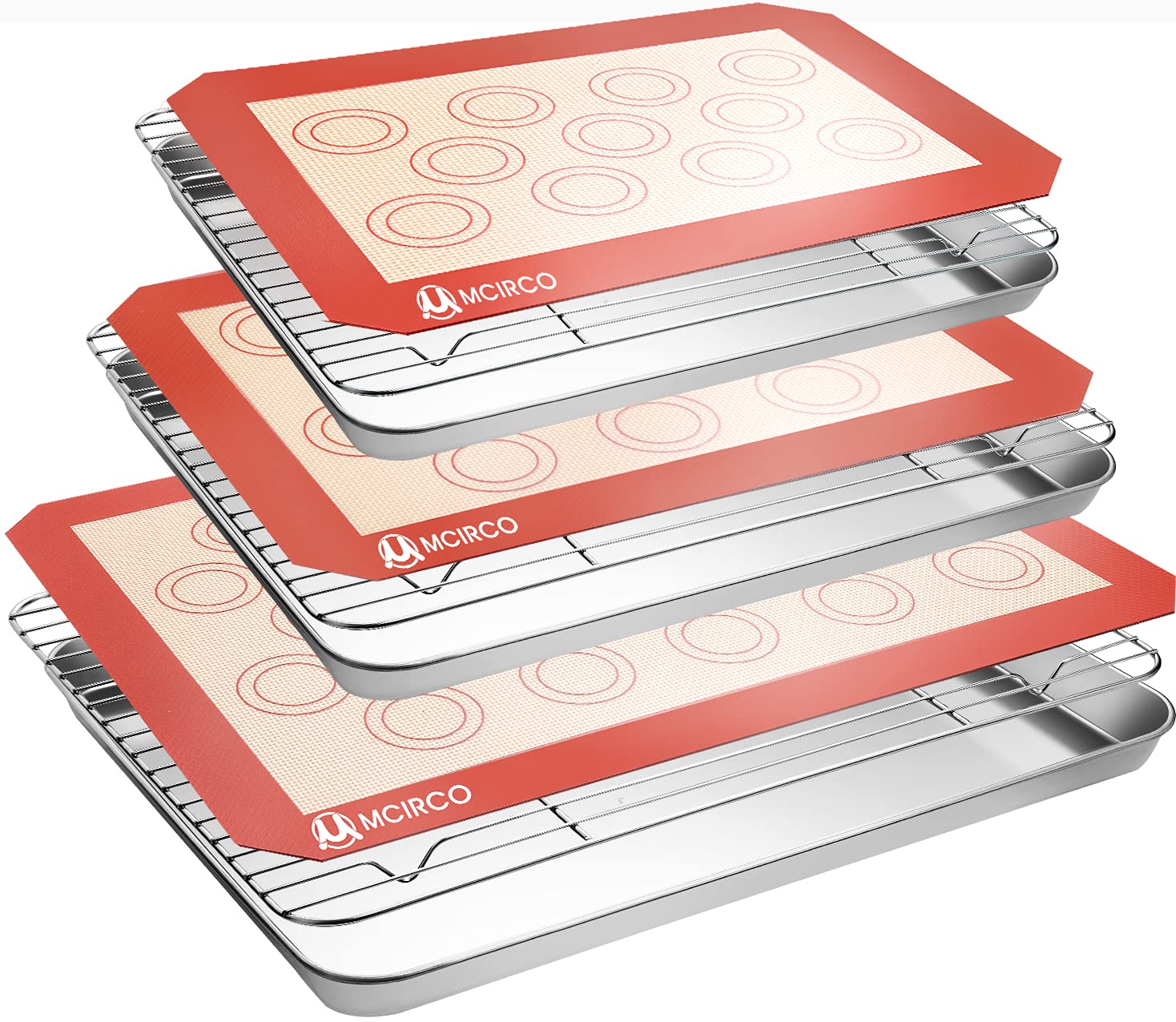 M MCIRCO Baking Sheet with Cooling Rack, Baking Mat Set, Set of 9