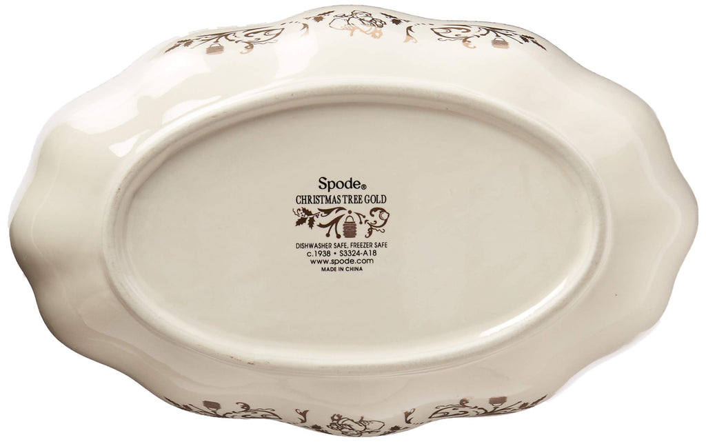 Spode Christmas Tree Gold Cranberry Dish & Server - Set of 2