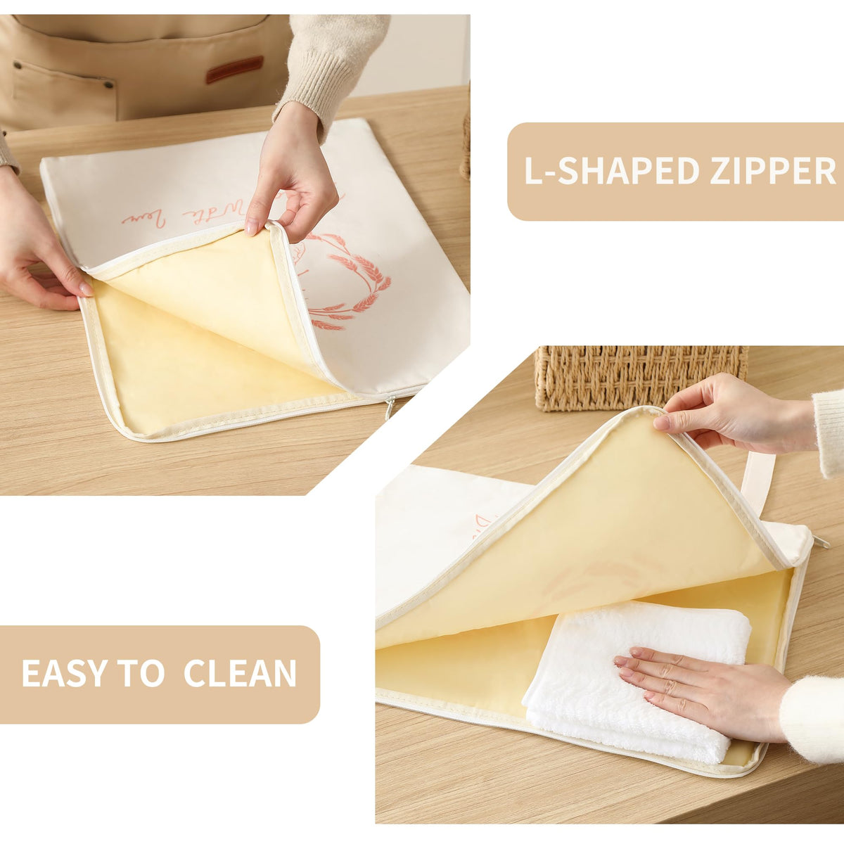 Premium Beeswax Bread Bags for Sourdough with Wide Zipper Access, 2 Pack XL(13x17in) Reusable Organic Beeswax-Coated Linen Cotton Bread Bags for Homemade Bread, Keeps Bread Fresh Naturally