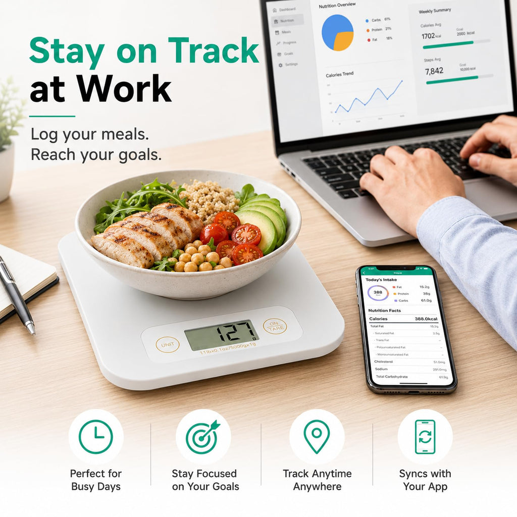 URAMAZ Smart Food Scale with Nutritional Calculator, Digital Kitchen Scale with Bluetooth App for Weight Loss, Food Weight Scale for Diet, Keto, Macro, Calories Counting, Tracking, 11lb