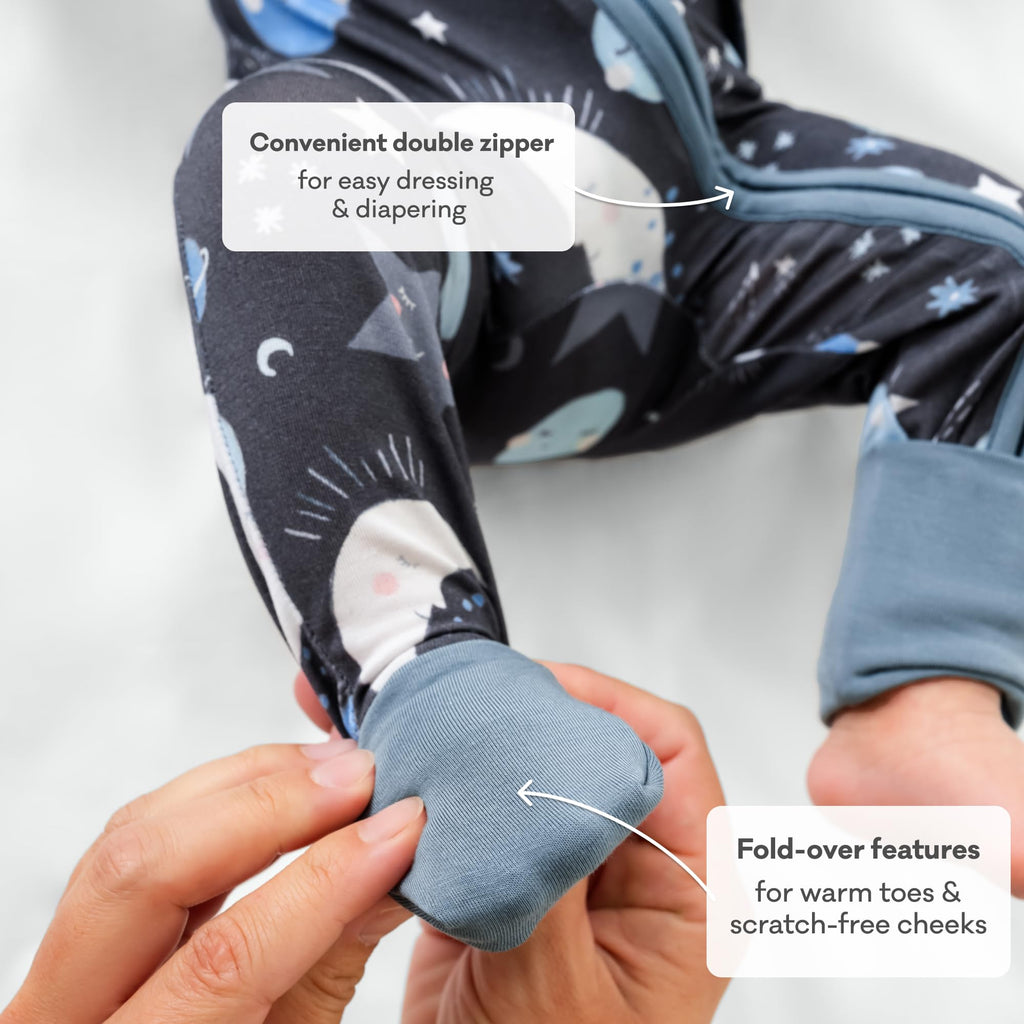 Little Sleepies Baby Pajamas, Blue To the Moon & Back, Newborn