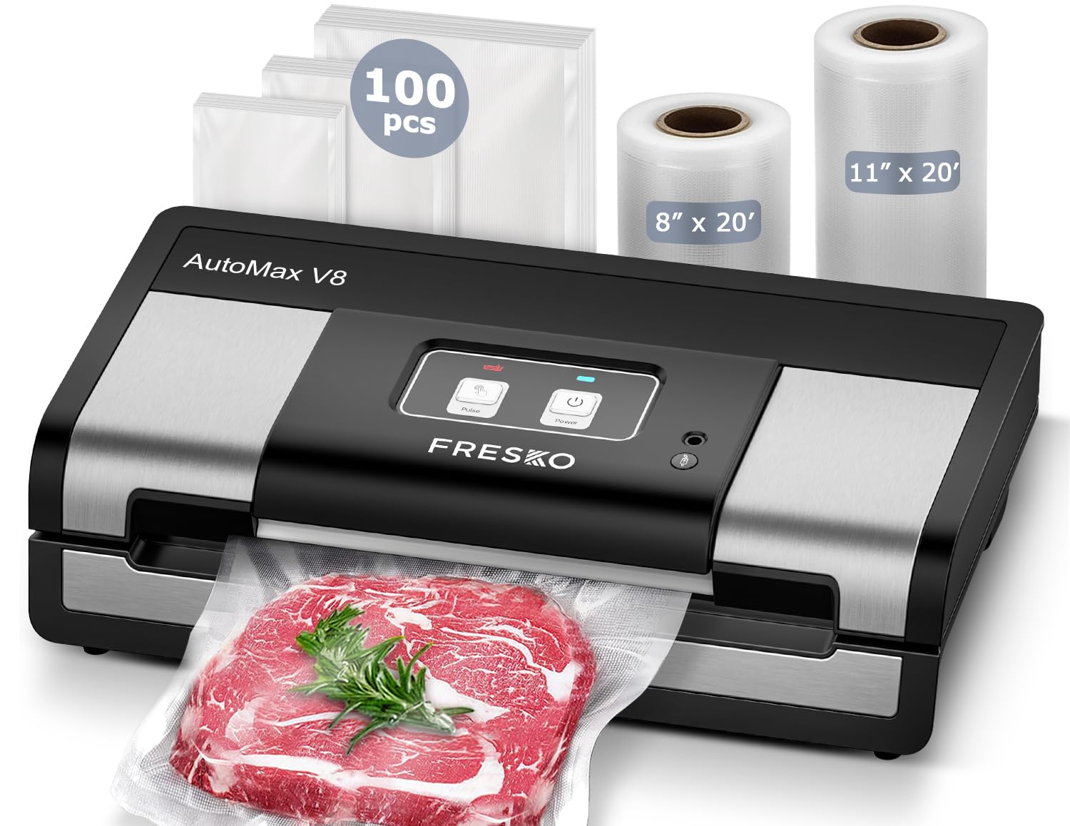 FRESKO Automatic 95Kpa Food Vacuum Sealer Machine, Auto Dry-Wet Detection