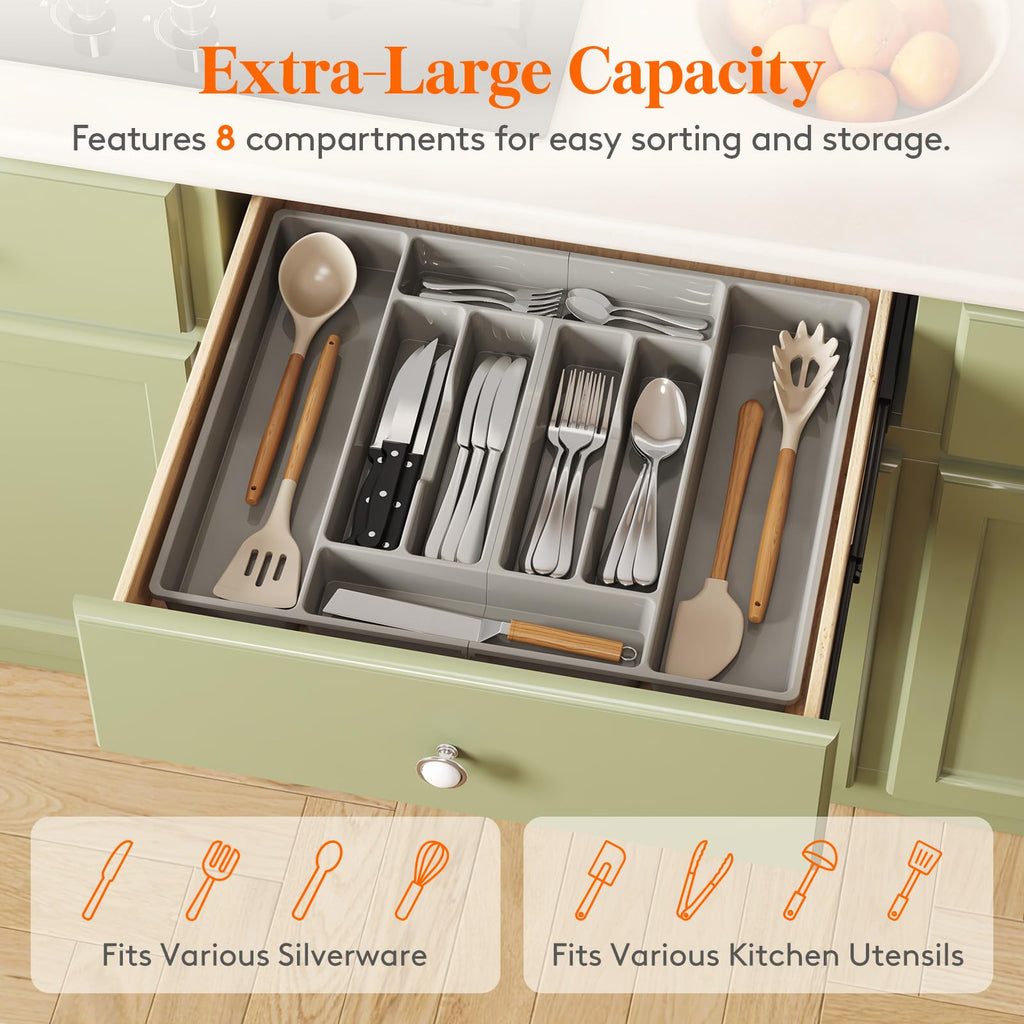 Lifewit Silverware Organizer, Plastic Kitchen Utensil Drawer Tray
