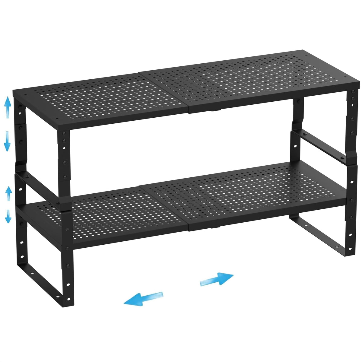 Wobmmi Expandable,Adjustable & Stackable Spice Rack, Cabinet Kitchen Countertop Shelf Organizer,Metal Pantry Storage Shelves - Space-Saving Storage Solution(2Packs/White/Large)