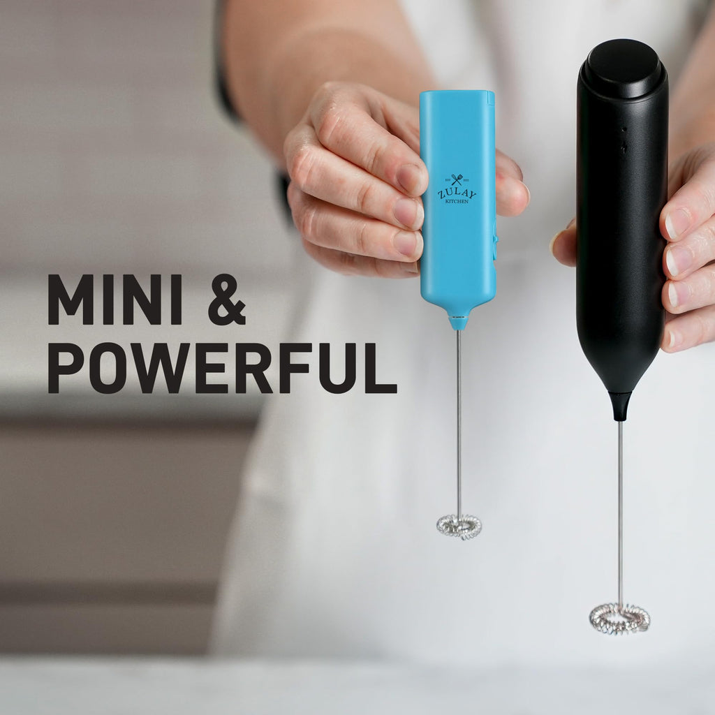 Mini & Mighty Milk Frother Wand – Powerful Handheld Coffee Frother, Battery Operated Drink Mixer – Compact Pocket Size – Detachable Whisk for Latte, Cappuccino, Matcha, Hot Chocolate